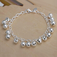 Sterling Silver Ball Bell Bracelet for Women 8 inch