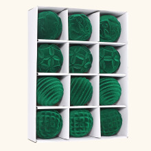 Brown Flocked Velvet Christmas Ornaments 12 pcs