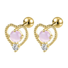 Heart Stud Earrings Gold Color 1 Pair