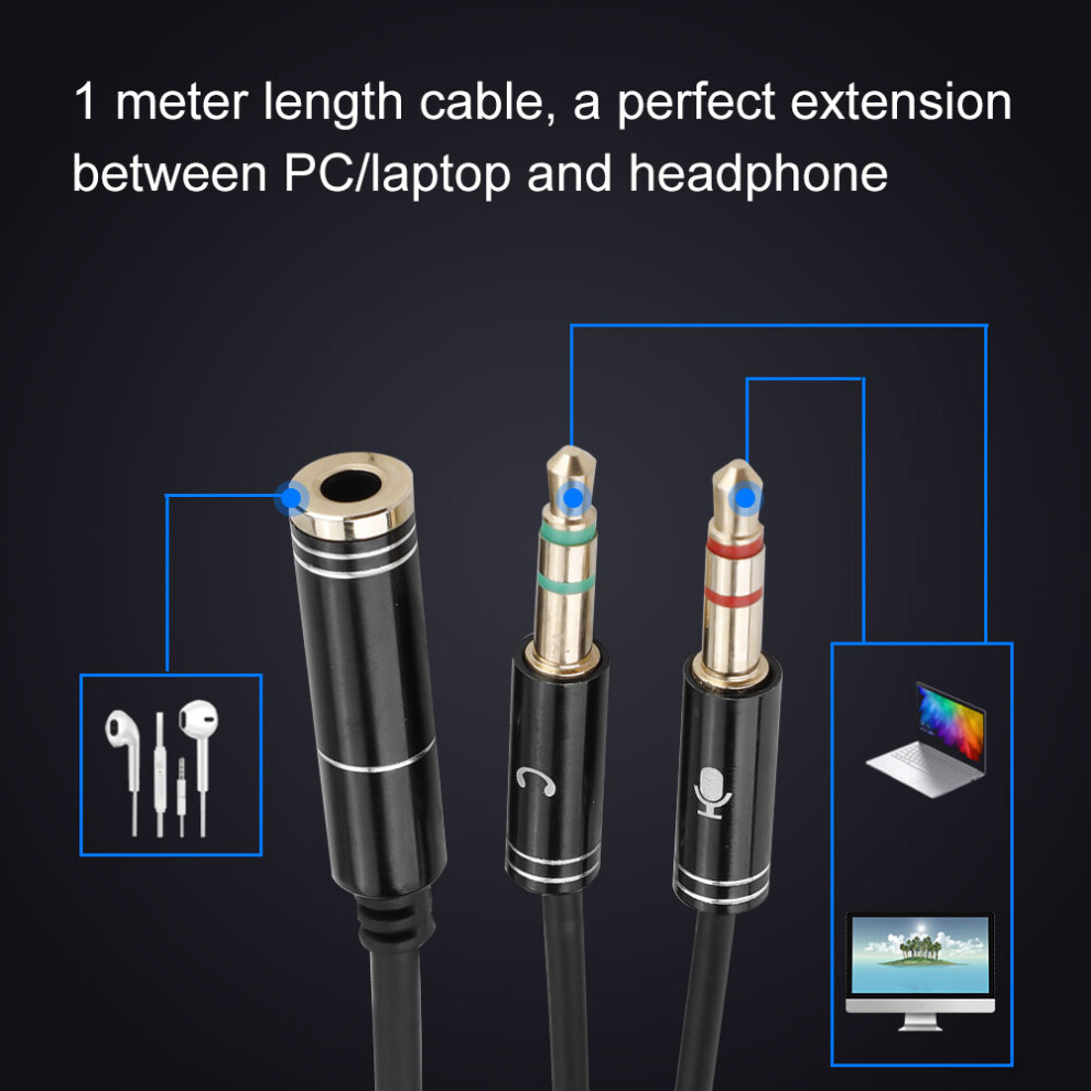 3.5Mm Female To Dual Male Splitter 1M 7790334042465