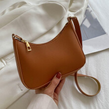 Sac bandoulière décontracté pour femme, en PU marron, 20 x 15 x 6,5 cm