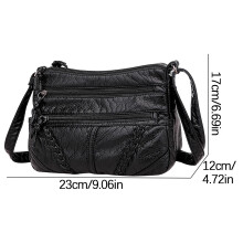 Dámska mäkká kožená crossbody kabelka s viacerými vreckami, veľká