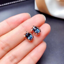 Boucles d'oreilles puces en argent sterling 925 avec pierre de naissance pour femmes