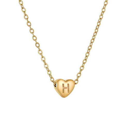 Initial Pendant Necklace 18K Gold Plated Figaro Chain