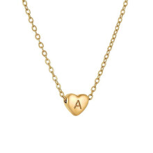 Initial Pendant Necklace 18K Gold Plated Figaro Chain