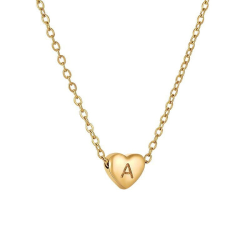 Initial Pendant Necklace 18K Gold Plated Figaro Chain