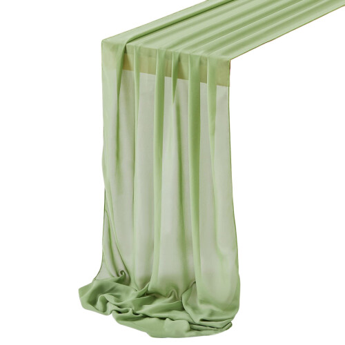 Grüner Chiffon-Tischläufer, 69 x 305 cm