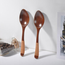 Cucchiaino da caffè in legno, utensile da cucina con manico, 2 pezzi