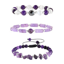 Amethyst Beaded Bracelet for Women Natural Stone Stretch