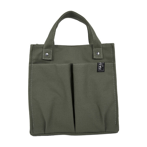 Sac à lunch fourre-tout en toile de polyester verte, taille unique