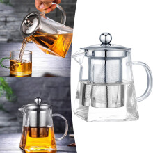 Théière en verre avec infuseur amovible en acier inoxydable, 750 ml