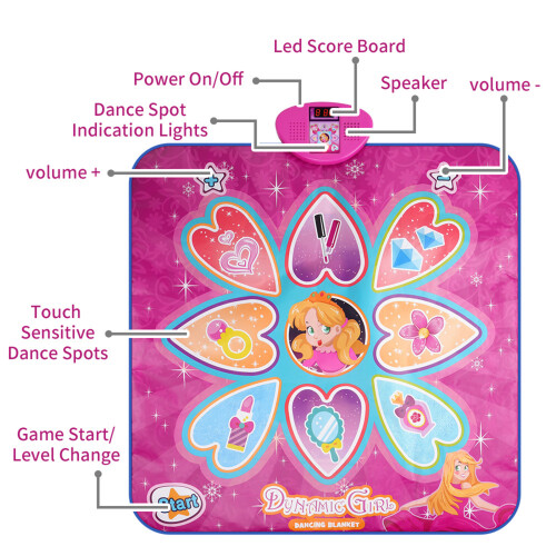 Pink Portable Dance Mat 7 Modes