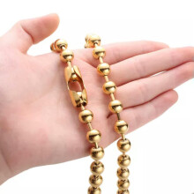 Colar com corrente de bolinhas douradas em aço inoxidável 316L, 10 mm, 45 cm