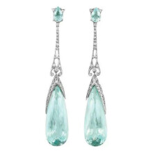 Women's 925 Silver Aquamarine Cubic Zirconia Drop Earrings
