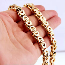 Byzantinisches Kettenarmband aus Edelstahl, Gold, 8 mm