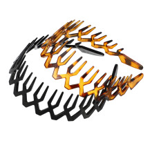 Diademas de plástico con forma de dientes de tiburón para mujer, color negro y ámbar2