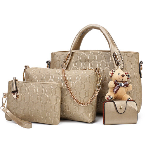 Conjunto de 4 bolsas femininas em couro sintético