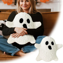 Cuscino decorativo di Halloween a forma di fantasma, morbido peluche, 40x40 cm.
