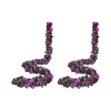 Rampicanti artificiali in rattan rosa resistenti alle intemperie, 5 m, 2 pezzi