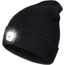 LED-es sapka gyerekeknek, USB-vel tölthető, fekete