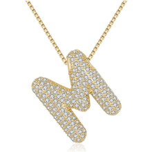 Bubble Letter Necklace 18K Gold Plated Initial Pendant