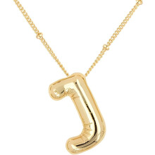 Bubble Letter Necklace 18K Gold Plated Initial Pendant