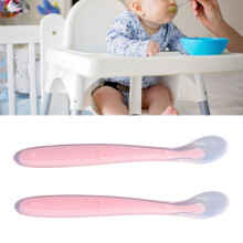 Toddler Forkless Spoon Set Silicone Pink 2