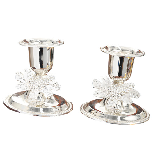 2Pcs Candle Holders Metal-Silver Christmas Fruit Cand