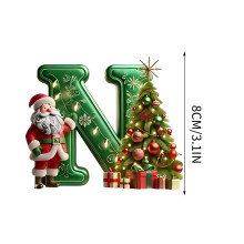 Green Acrylic Christmas Initial Ornament with Santa and