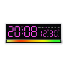 Stijlvolle digitale wandklok met ingebouwd geluid,-Wit Roze