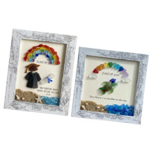 Sea Glass Art Frame Desktop Decors Handmade Sea Glass Art-suit