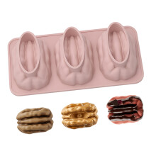 Soap Making Molds 3 Cavity Molds Walnuts Shape Flexible-Pink