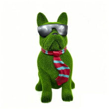 Lovely Flocking Resins Dog Sculpture With Sunglasses Artistic