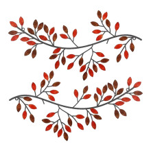 Decorazione murale in metallo a forma di ramo d'ulivo, 30x16 cm, confezione da 2