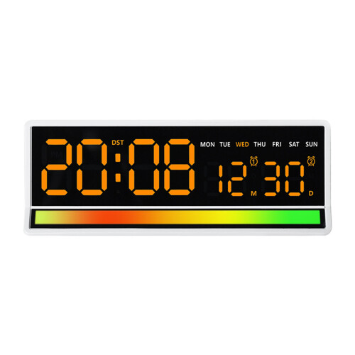 Interactive Sound Visual Digital Clock with-White orange1