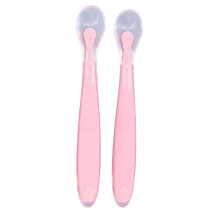 Toddler Forkless Spoon Set Silicone Pink 2
