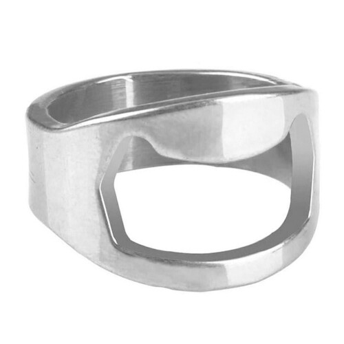 Silver bottle opener ring stainless steel 1pc