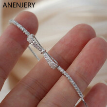 Pulsera ANENJERY con lazo de circonita para mujer, ajustable.