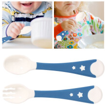 Baby Weaning Fork Spoon Set Blue