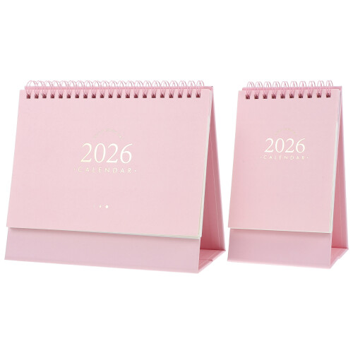 2Pièces Calendrier 2026 Rose Métal Suivi