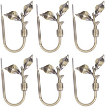 6Pcs Heavy-Duty Metal Curtain Tiebacks Green Leaf Wall Hooks Set