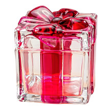 Bowknot Square Glass Jewelry Box Candy Dish with Lid-Purple