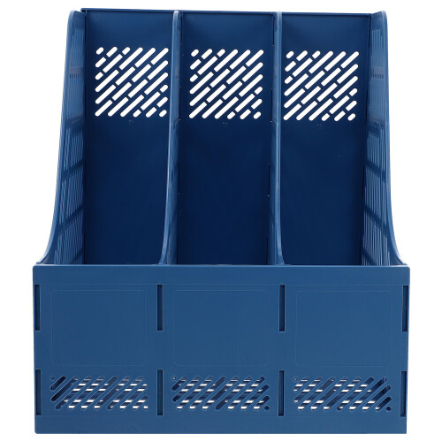 Blue Plastic Office File Sorting Rack for Desktop Storage