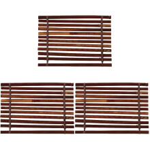 3Pcs Bamboo Sushi Decoration Set Brown Japanese Sashimi Plate Decor
