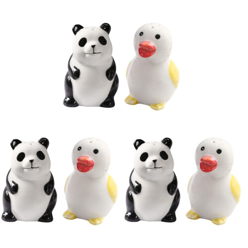 6Pcs Ceramic Kitchen Salt Shakers Assorted Color Practical Spice Jars
