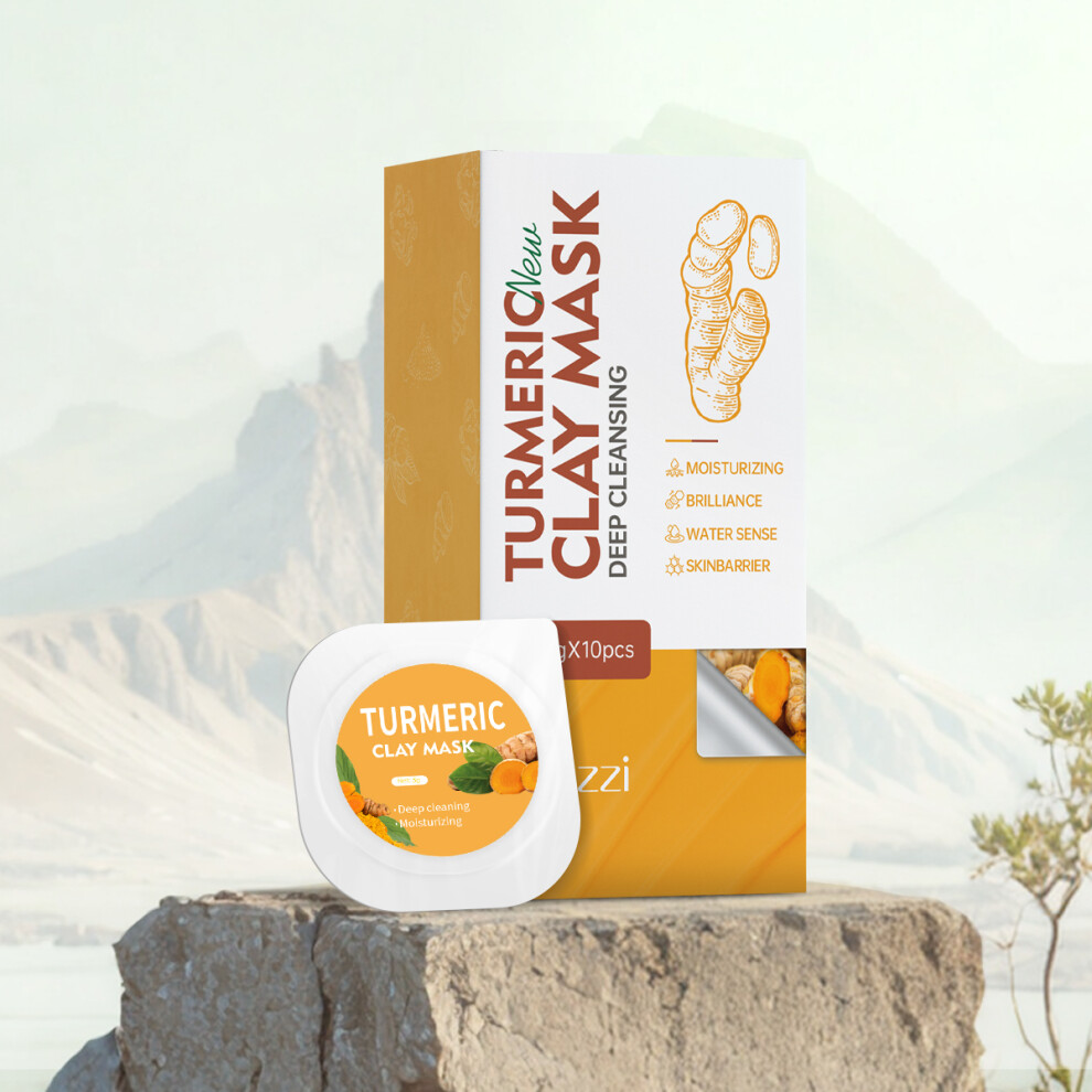 5g/0.17oz*10 Turmeric clay mud mask deep cleansing mild non-irritating brightens skin tone moisturizing mask