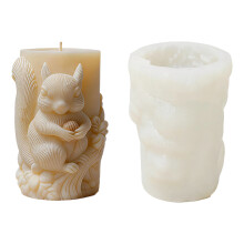 Squirrel Embossing Cylinder Silicone Molds For Handmade Candle