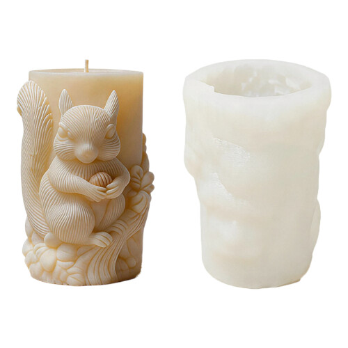 Squirrel Embossing Cylinder Silicone Molds For Handmade Candle