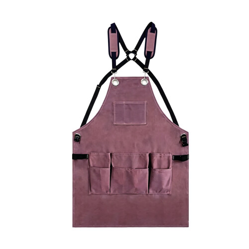 Canvas Work Apron Designed for Durability Padded Straps-Purple