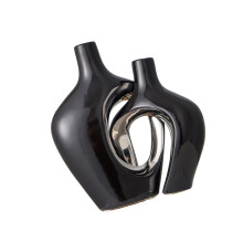 Scandinavische moderne keramische vazen Set van 2-zwart zilver
